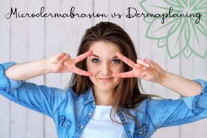microdermabrasion dermaplaning women fingers near face