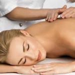 stress blond woman back massage